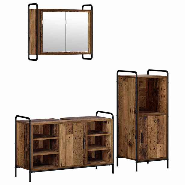 vidaXL Sada koupelnových skříněk 3 ks Staré dřevo 40 x 36 x 99,5 cm