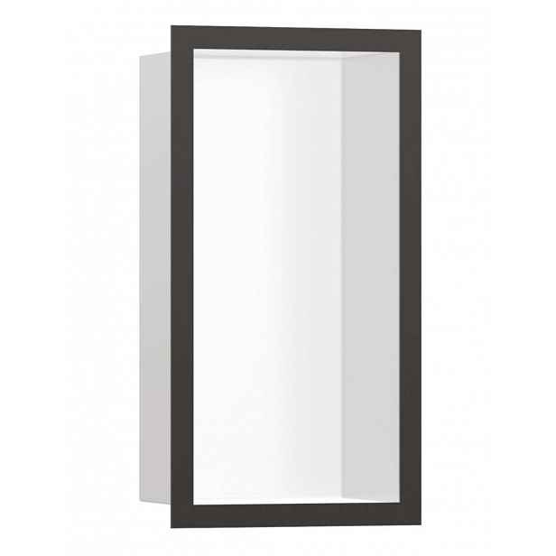 Hansgrohe XtraStoris Individual - Výklenek do stěny s designovým rámem, 30x15x10 cm, matná bílá/kartáčovaný černý chrom 56096340