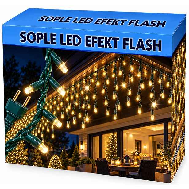 Rampouchy 500 Led Záclona Venkovní Osvětlení IP44 Flash Bílá Teplá 25M