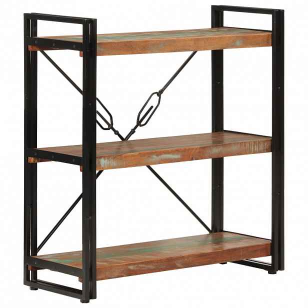 vidaXL Knihovna se 3 policemi 77x30x80 cm recyklované dřevo a železo