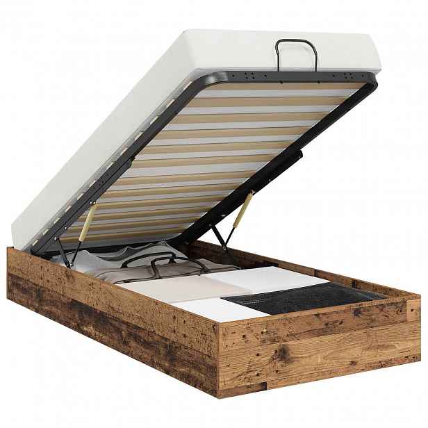 vidaXL Ottoman postel Staré dřevo 90 x 190 cm Dřevěný materiál