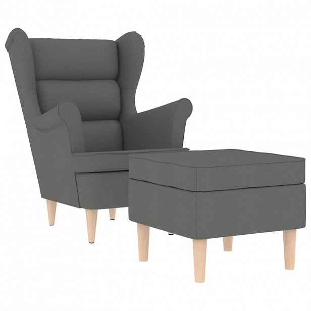 vidaXL Křeslo s podnožkou tmavě šedé textil