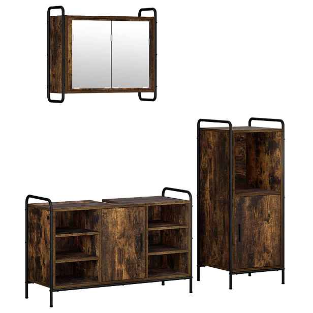 vidaXL Sada koupelnových skříněk 3 ks Kouřový dub 40 x 36 x 99,5 cm