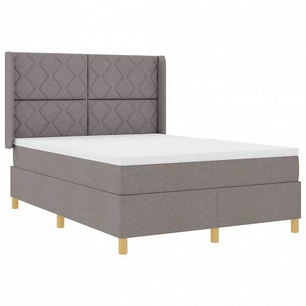 vidaXL Postel s boxspringem s LED pásky Taupe 140 x 200 cm textil