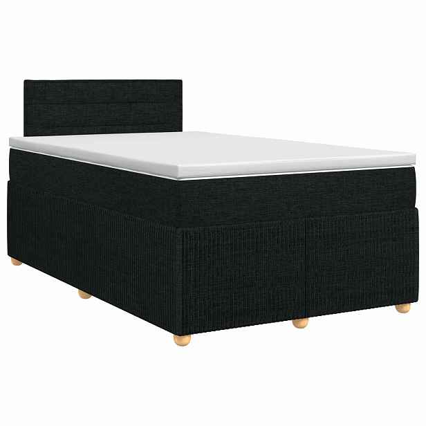 vidaXL Postel boxspring s matrací s čelo Černá 120 x 190 cm Textil