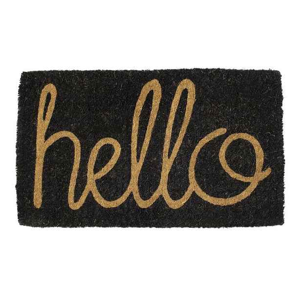 Černá ručně vyrobená rohožka z kokosových vláken Hello - 75*45*4cm Mars & More