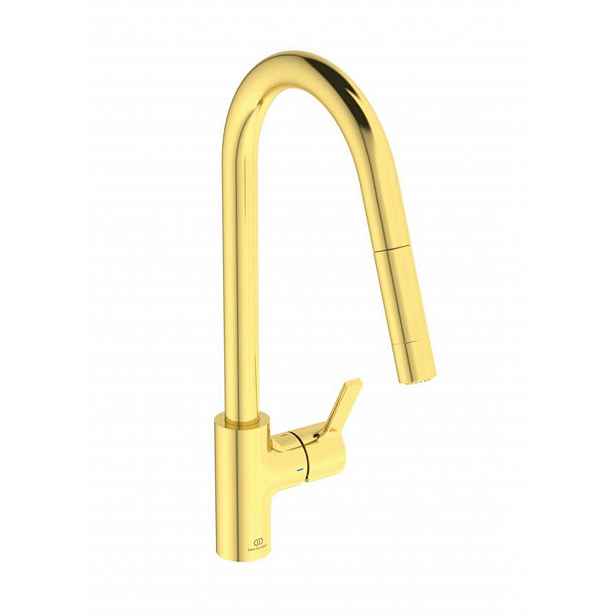 Ideal Standard Gusto - Dřezová baterie s výsuvnou sprškou, kartáčované zlato BD416A2