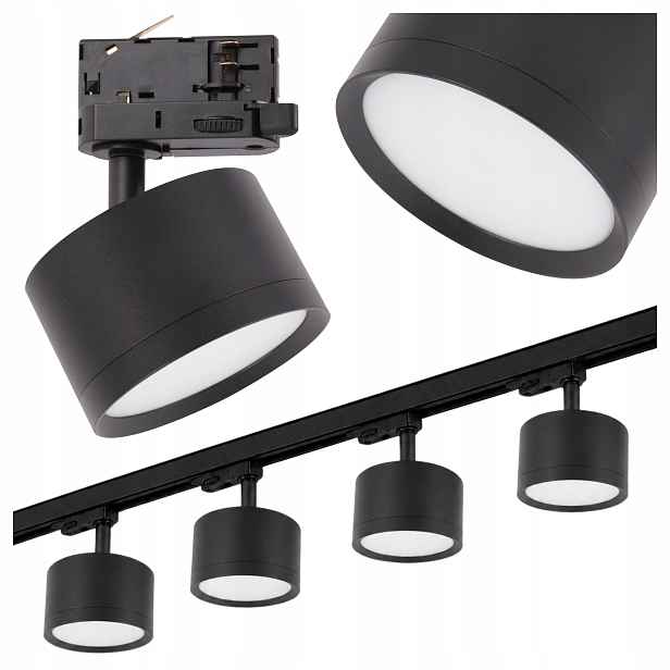 Kolejnicové osvětlení 3fázový kabel Sada 1 m Lampa GX53 x4 Černá