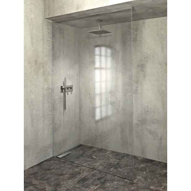 Polysan ARCHITEX sada pro uchycení skla, podlaha-stěna-strop se spádovou lištou, 1615x2600mm, levá, leštěný hliník