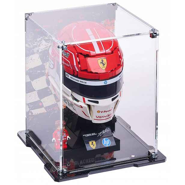 Vitrína s pozadím Blacked Brick pro Lego 43014 Helma Leclerc Scuderia Ferrari Hp