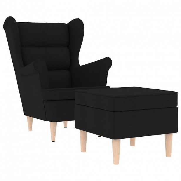 vidaXL Křeslo s podnožkou černé textil