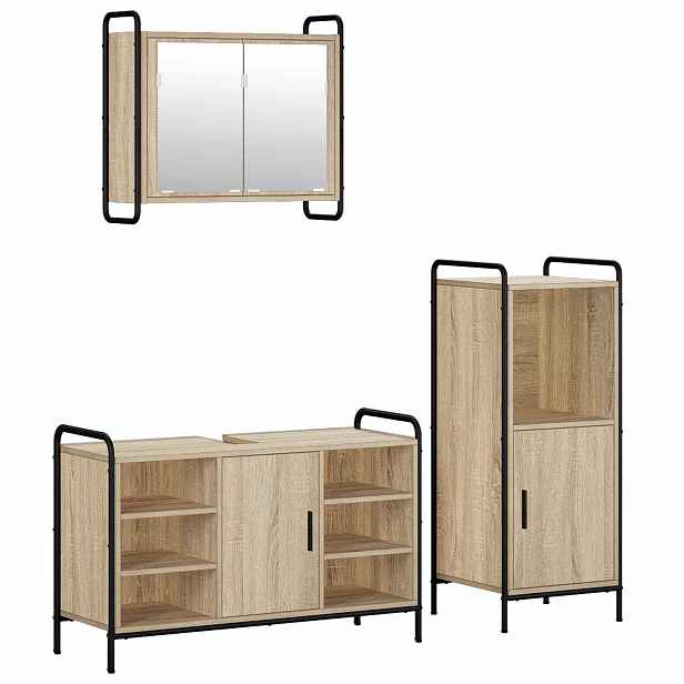 vidaXL Sada koupelnových skříněk 3 ks Dub sonoma 40 x 36 x 99,5 cm