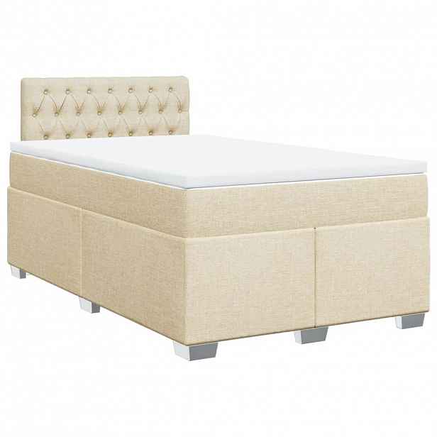 vidaXL Box spring postel s matrací krémová 120x190 cm textil