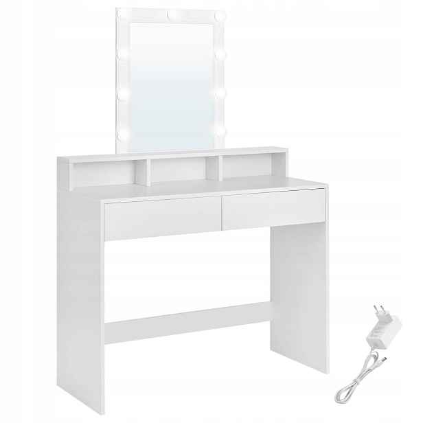 Moderní praktická toaletní stolek s zrcadlo a Led osvětlením policové zásuvky