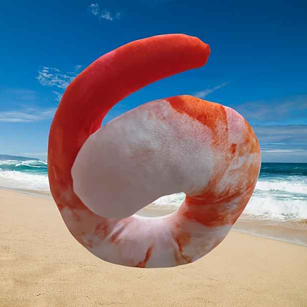 TEMU Realistický polštář na krk ve tvaru krevety, 3D design, měkká výplň z polyesterových vláken, oranžový potah - zábavný a unikátní polštář na