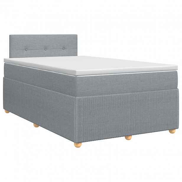 vidaXL Postel boxspring s matrací Světle šedá 120 x 190 cm Textil