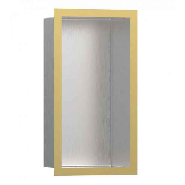 Hansgrohe XtraStoris Individual - Výklenek do stěny s designovým rámem, 30x15x10 cm, kartáčovaná nerez/vzhled zlata 56094990