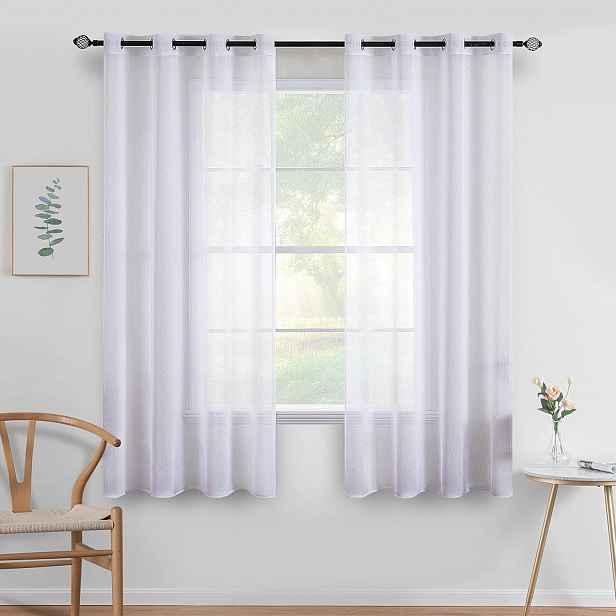 Miulee Průsvitné záclony 140 x 137 cm Bílé záclony s průchodkami