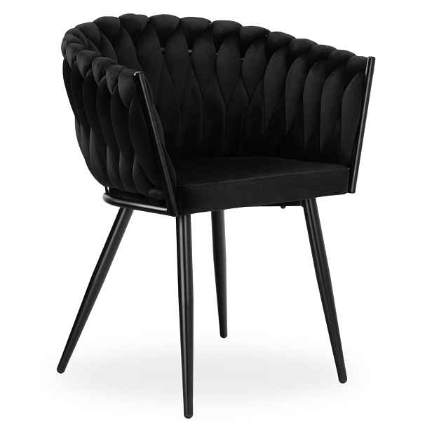 Velurové Křeslo Čalouněné Velvet Glamour Kovovými Nohami, Černé