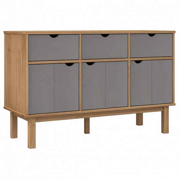 vidaXL Příborník OTTA hnědý a šedý 114x43x73,5 cm masivní borové dřevo