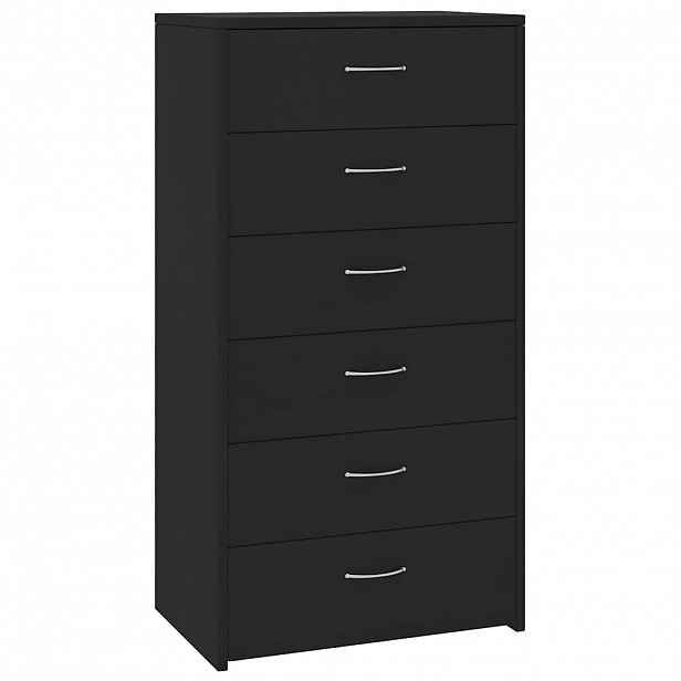 vidaXL Příborník se 6 zásuvkami černý 50 x 34 x 96 cm kompozitní dřevo