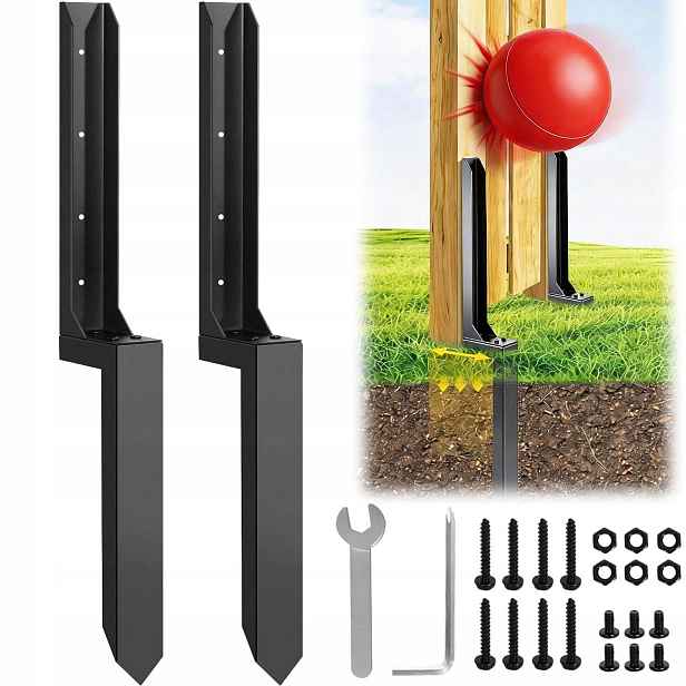 2X Patka Pro Panelový Sloupek 80 CM Černá Pro Zpevnění Zahradního Plotu