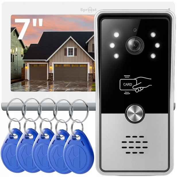 Kabelový Videotelefon Domofon Sada Čtečka Rfid Brána 7''