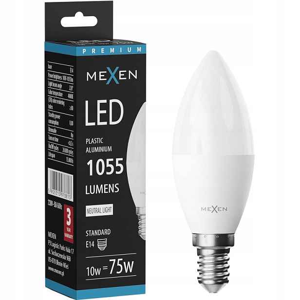 Mexen Nova Led Žárovka E14 C37 10W Neutrální Bílá 4000K 1055 LM