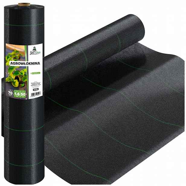 Silná Agrotkanina Podložka 1,6x50 m Agrotextilie Na Plevel 70 g/m2 Hrubá Černá