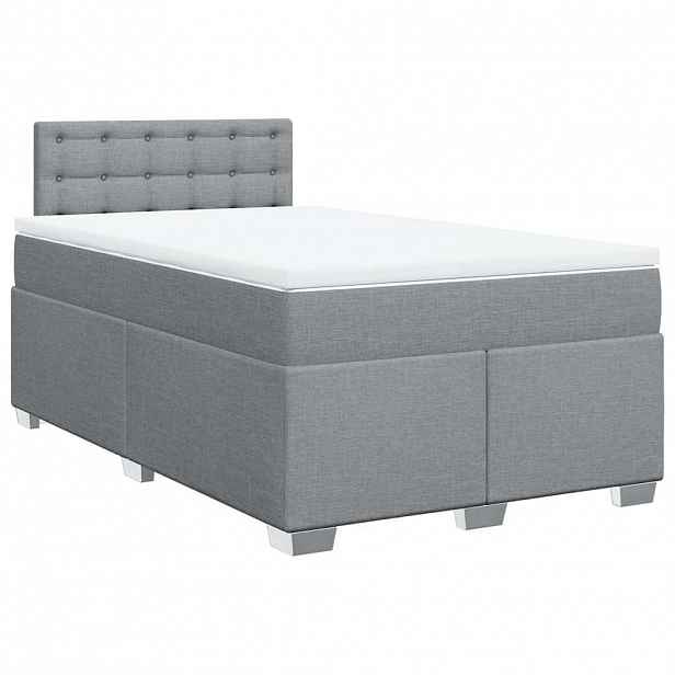 vidaXL Box spring postel s matrací světle šedá 120x190 cm textil