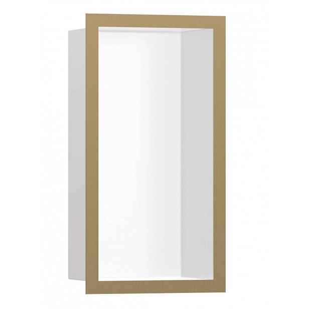 Hansgrohe XtraStoris Individual - Výklenek do stěny s designovým rámem, 30x15x10 cm, matná bílá/kartáčovaný bronz 56096140