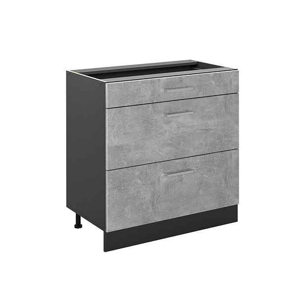 Vicco SPODNÍ SKŘÍŇKA KUCHYŇSKÉ LINKY R-Line, Beton/Antracit, 80 cm se 3 zásuvkami bez pracovní desky