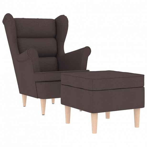 vidaXL Křeslo s podnožkou tmavě hnědé textil