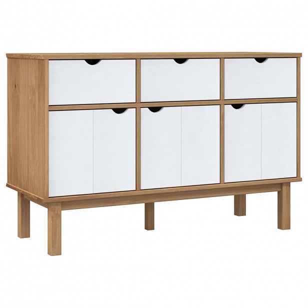 vidaXL Příborník OTTA hnědý a bílý 114x43x73,5 cm masivní borové dřevo