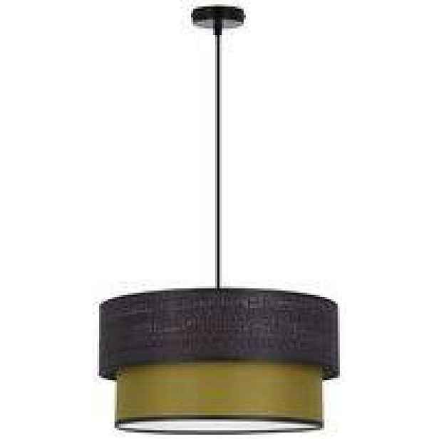Závěsná lampa Arezzo černá 1x60W E27 černá+olivové stínidlo