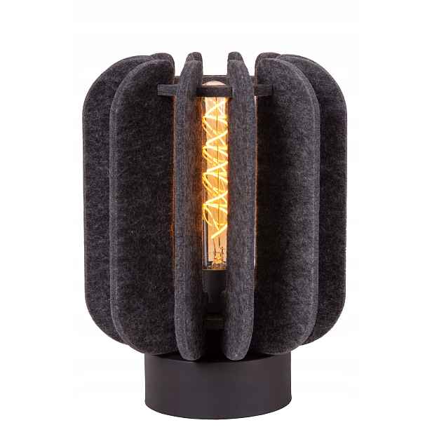 noční plstěná stolní lampa černá šedá z filcu do ložnice obývacího pokoje Lucide