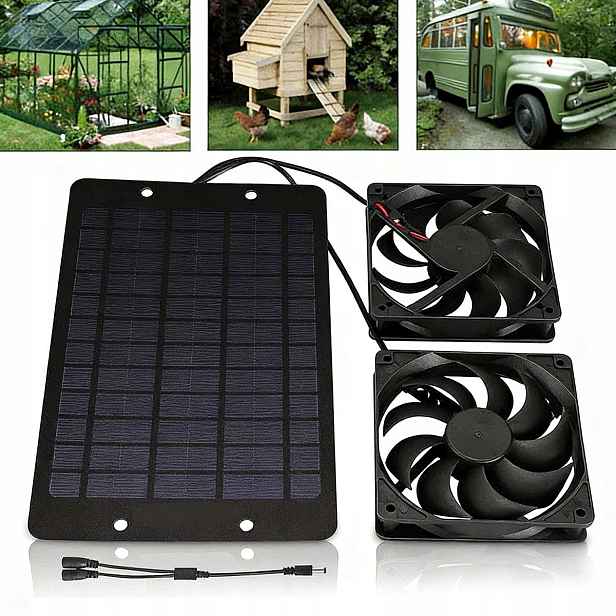 Solární nabíječka s ventilátorem 10 W 12 V, voděodolná, 17,5 x 27 cm