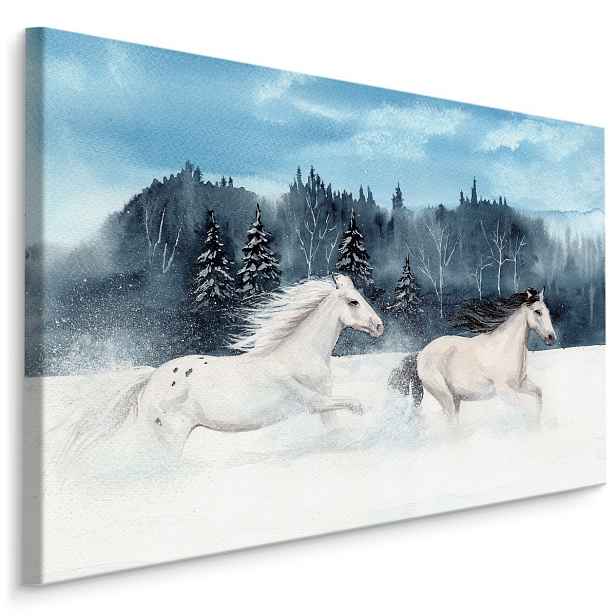 MyBestHome BOX Plátno Koně Cválající Sněhem Varianta: 40x30