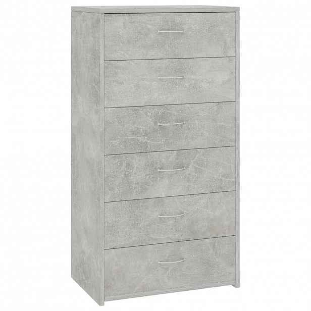 vidaXL Příborník se 6 zásuvkami betonově šedý 50 x 34 x 96 cm kompozit