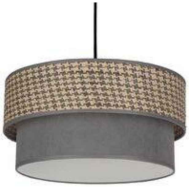 Závěsná lampa Karrara černá 1x60W E27 stínidlo šedé béžovo-šedé