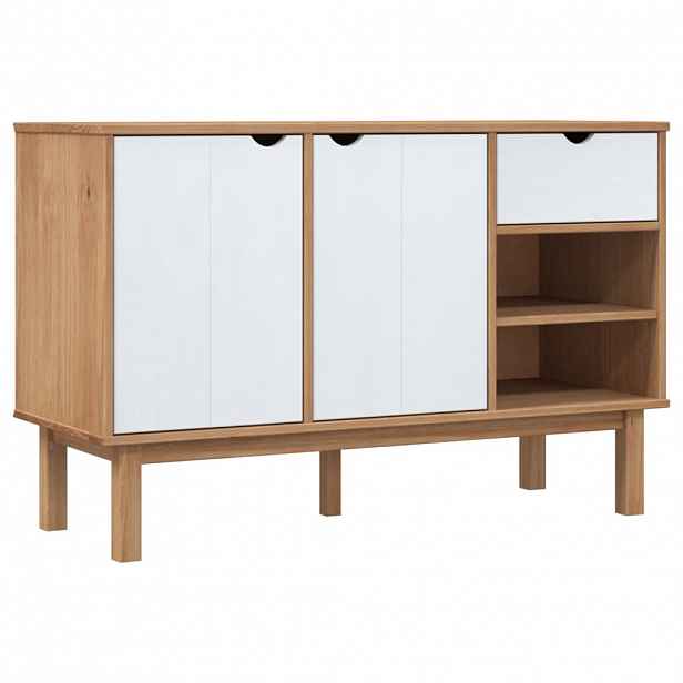 vidaXL Příborník OTTA hnědý a bílý 114x43x73,5 cm masivní borové dřevo