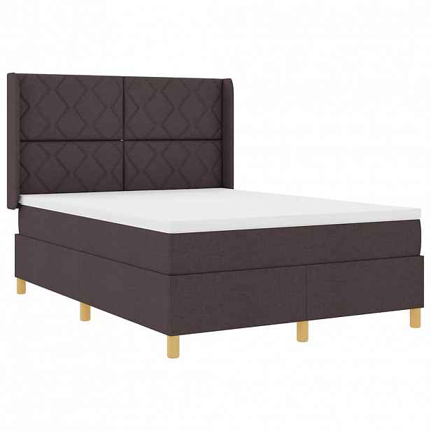 vidaXL Postel s boxspringem s LED pásky Hnědá 160 x 200 cm textil