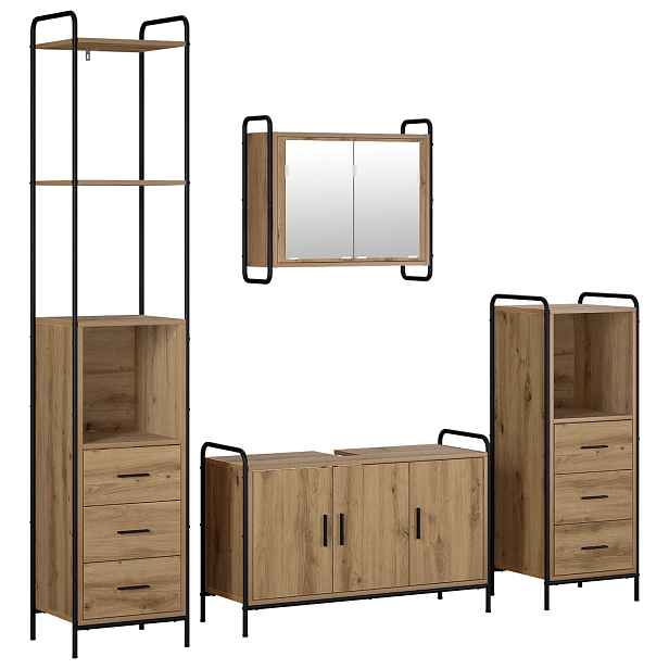 vidaXL Sada koupelnových skříněk 4 ks Dub artisan 40 x 36 x 200,5 cm