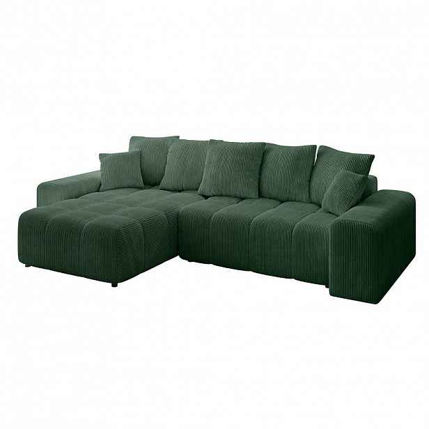 ALTDECOR ROHOVÁ SEDACÍ SOUPRAVA s otomanem vlevo ENIL-L 297x189x68 zelená manšestr