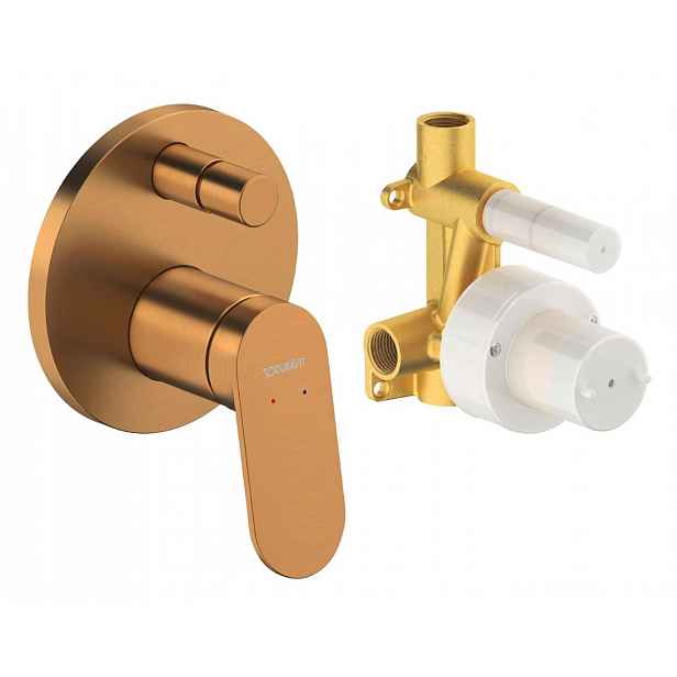 Duravit Wave - Baterie pod omítku, pro 2 spotřebiče, s tělesem, kartáčovaný bronz WA4210008004