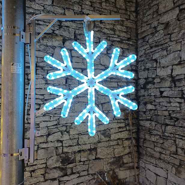Easy Fix 2D LED světelná vločka VII, Ø 66 cm, studená bílá s Flash, sada na veřejné osvětlení, hliník