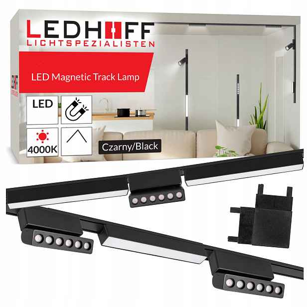 Magnetické kolejnicové osvětlení 2x Kolejnice 1m 6x Spot Led reflektorové svítidlo