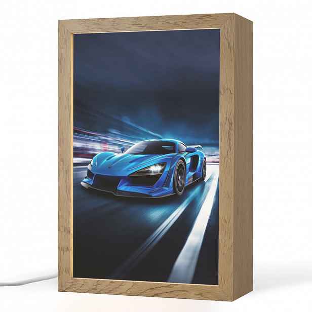 OnlyWow NOČNÍ LAMPIČKA Auto - Modrá - Chlapci - Dítě 20x30 cm