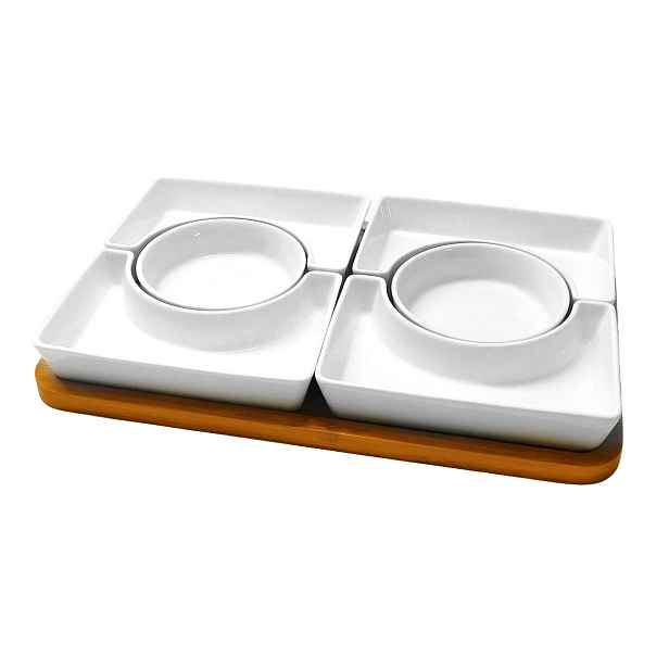 PROHOME - Servírovací podnos a keramické misky 31x21cm