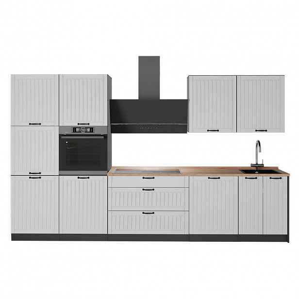Vicco KUCHYŇSKÝ KOUT Fame-Line, Bílý venkovský dům/Antracit, 340 cm, PD Dub